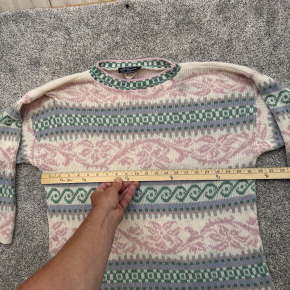 Vintage 80s 90s Acrylic Sweater Large Cottagecore Soft Girl Ski Lodge Pastel USA - Picture 3 of 7